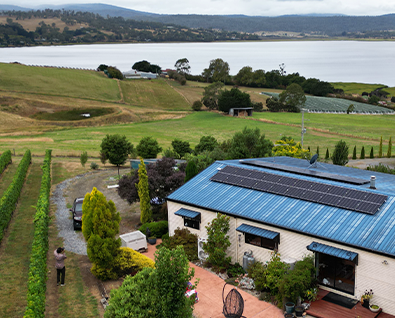 Solar panels on roof in Tasmania