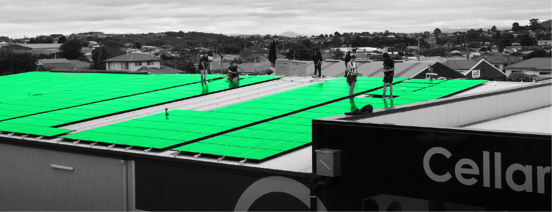 Solar panels installed on the roof of bottle shop