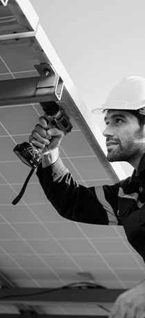 Solar panel racking being installed