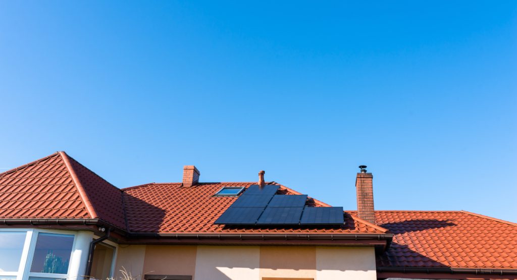 solar panels on red roof