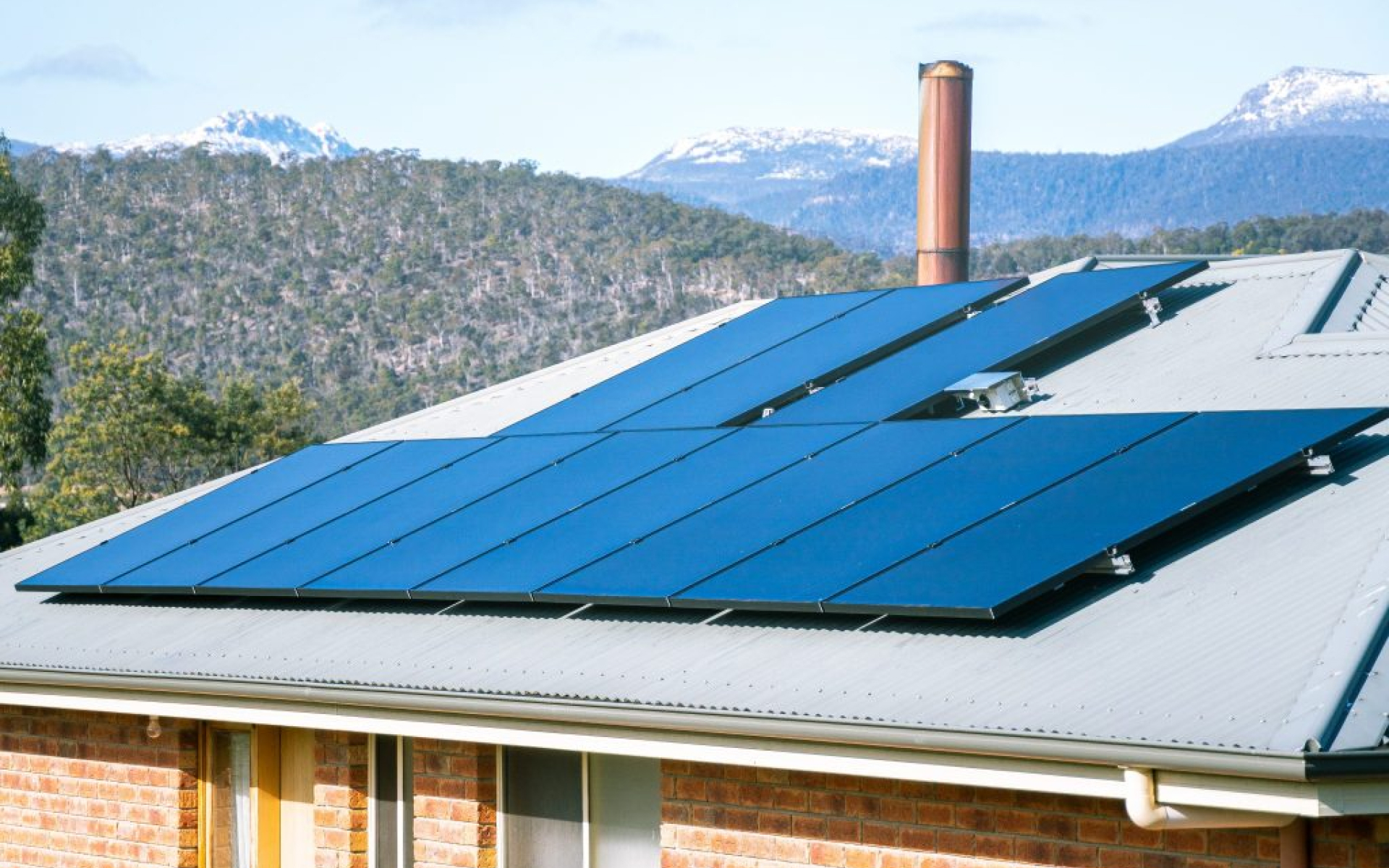 Tasmanian house with solar panels