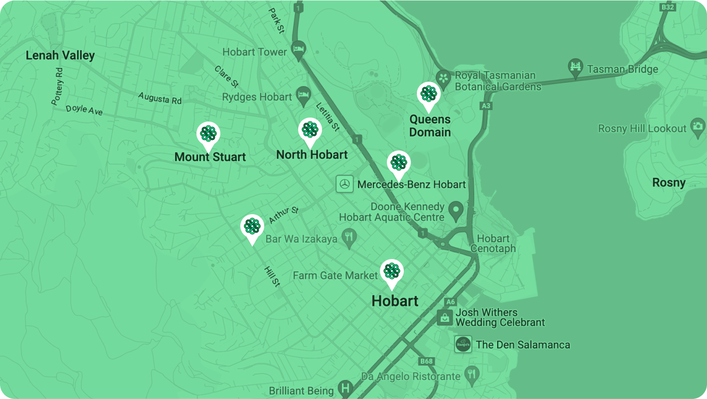 Map of top suburbs in Hobart