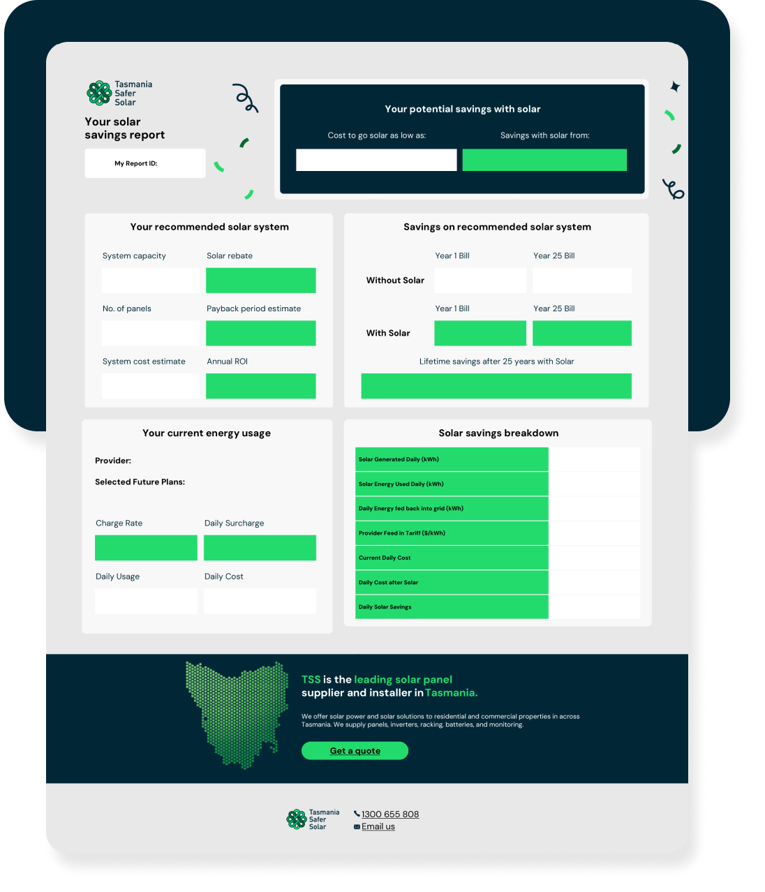 Solar savings report screenshot