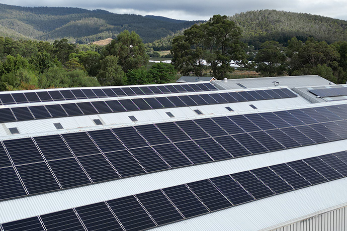 Large solar panel system on barn roof